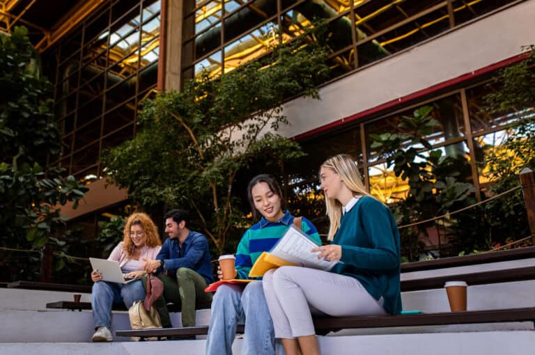 Group of student siting in campus learning together